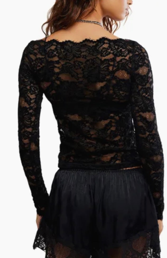 Raising Eyebrows Lace Long Sleeve Top