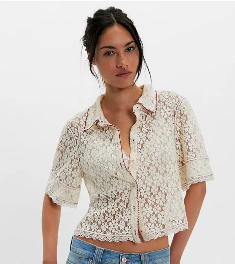 Free People Mannie Lace Button Down