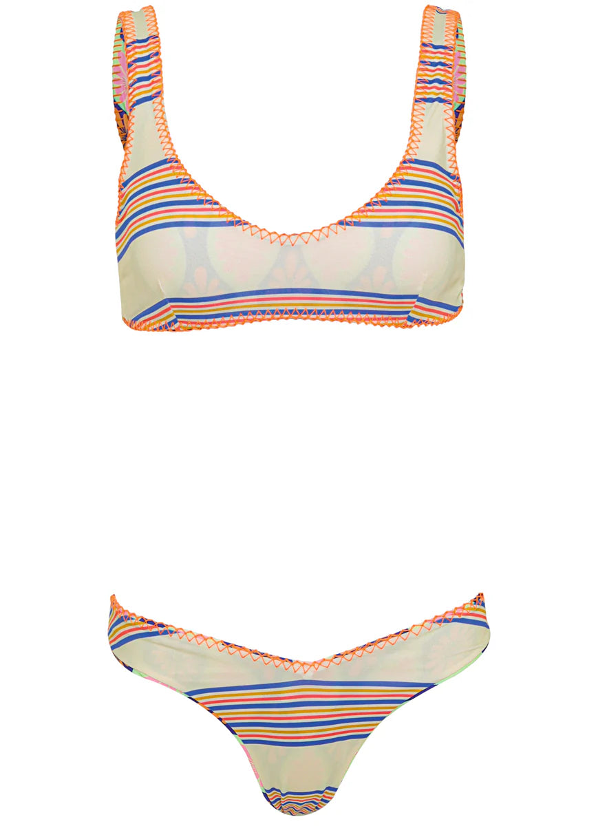 Stamped Blooms Valerya Regular Rise Double V Bikini Bottom