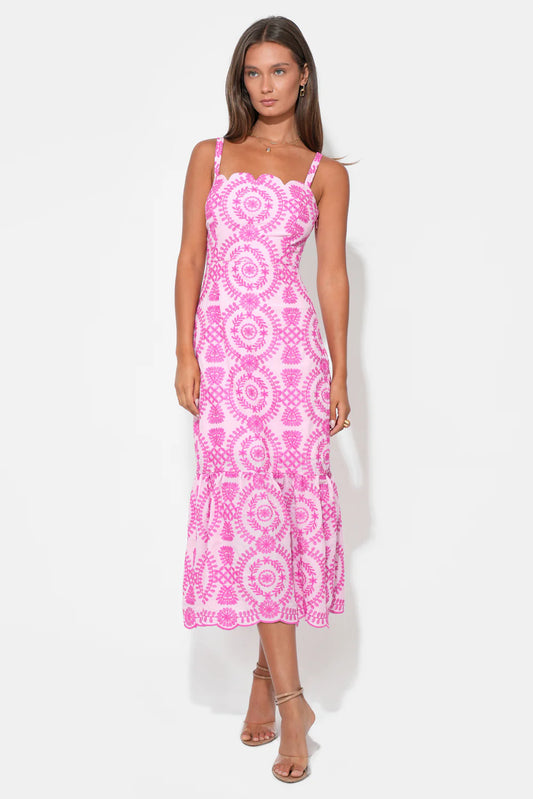 Adelyn Rae                                                                                          RAELYNN LACE UP TIE BACK EMBROIDERY DRESS