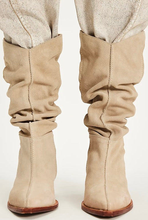 Free People                                                                                            Sway Low Slouch Boots 2.0 (Parchment Suede)