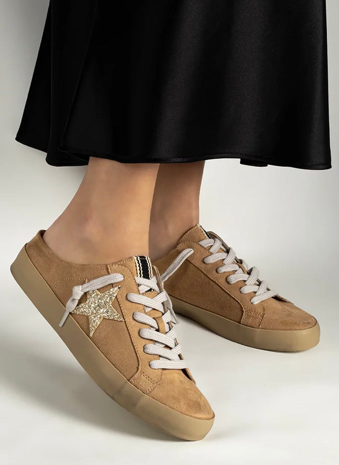 Shu Shop Polka Slide on Shoe (Beige Suede)
