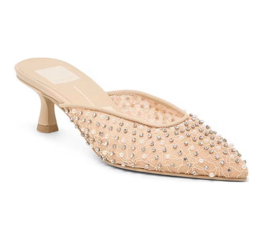 Dolce Vita                                                                                                 Cleo Pearl Heels Blush Lace Mesh