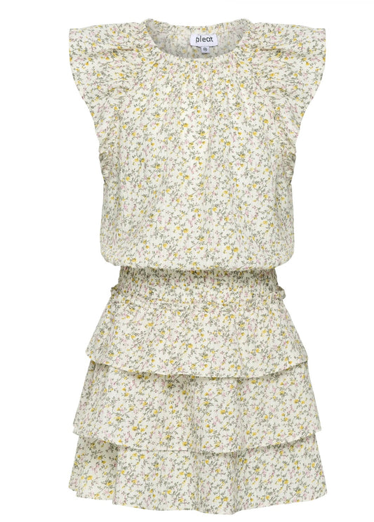 Pleat                                                                                                           Tepper Dress Cream Ditsy