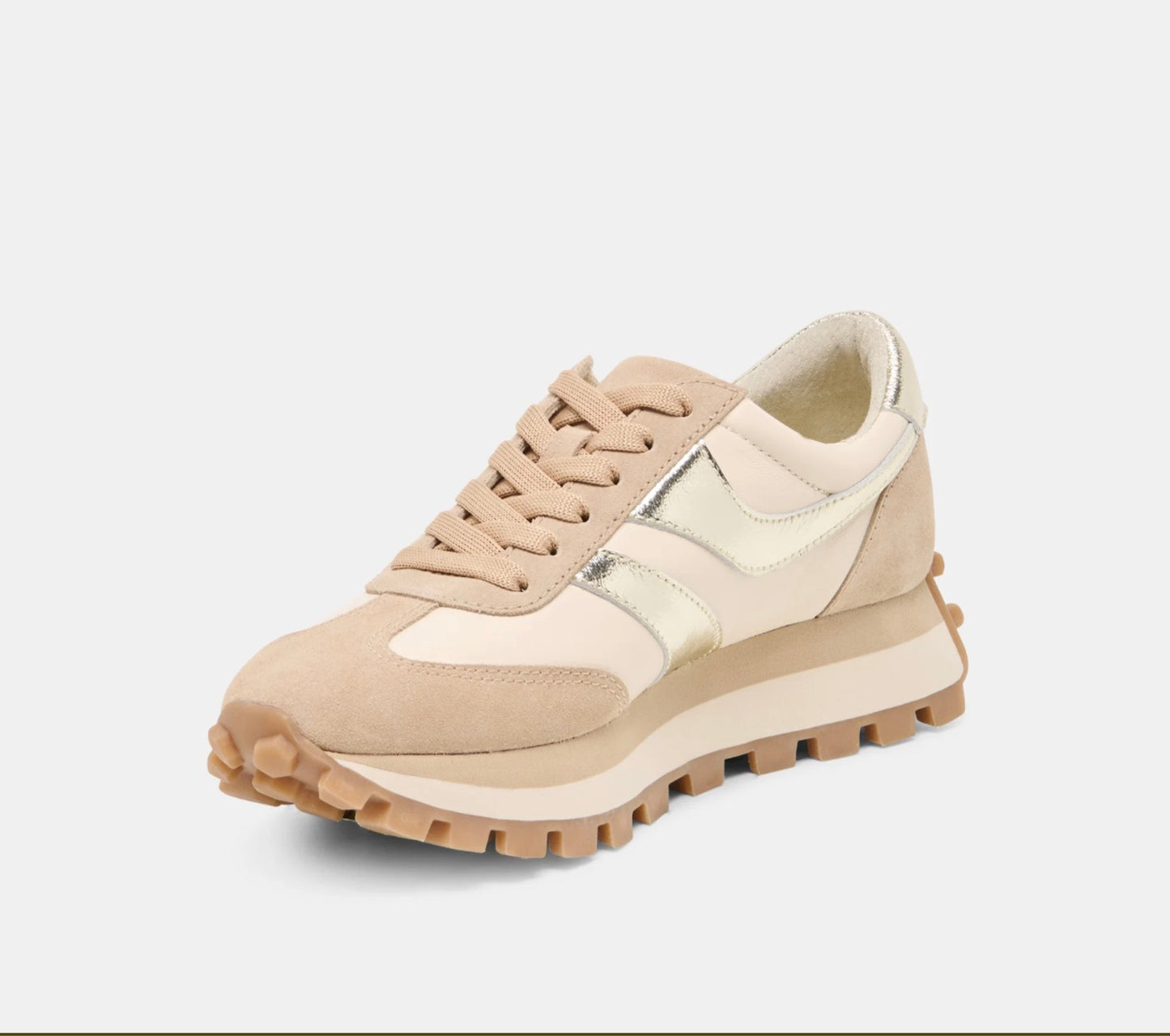 Dolce Vita Tresa Sneakers White Gold Suede