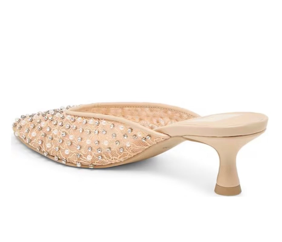 Dolce Vita                                                                                                 Cleo Pearl Heels Blush Lace Mesh