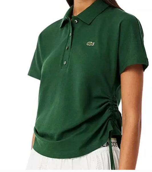 Lacoste                                                                                                    Fitted Ruched Polo Button Down Shirt
