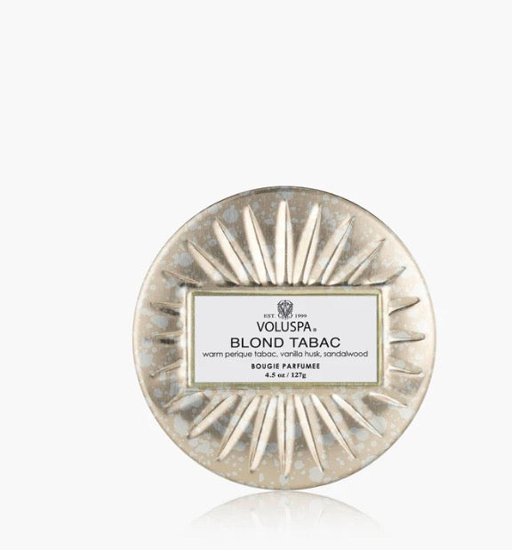 VOLUSPA BLOND TABAC
Mini Tin Candle