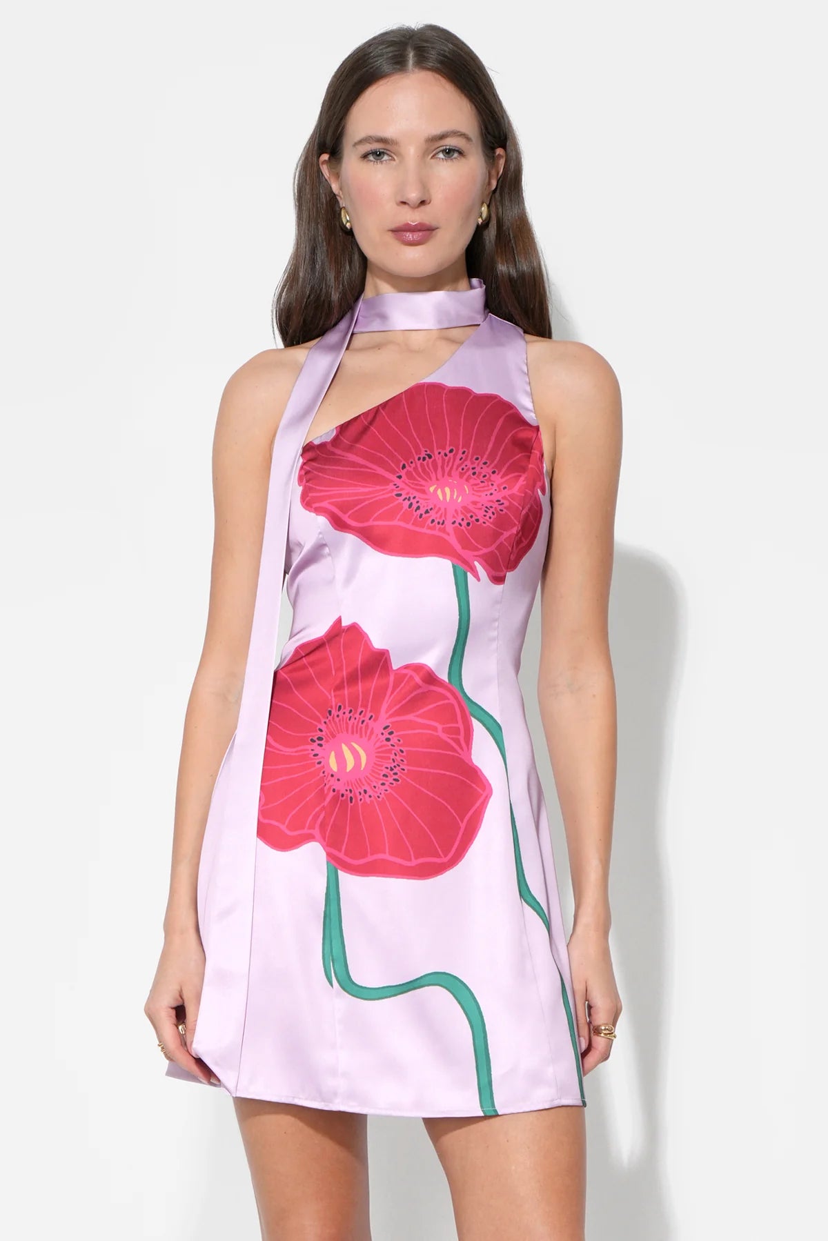 Adelyn Rae                                                                                       KINSLEY SCARF NECK PRINTED MINI DRESS