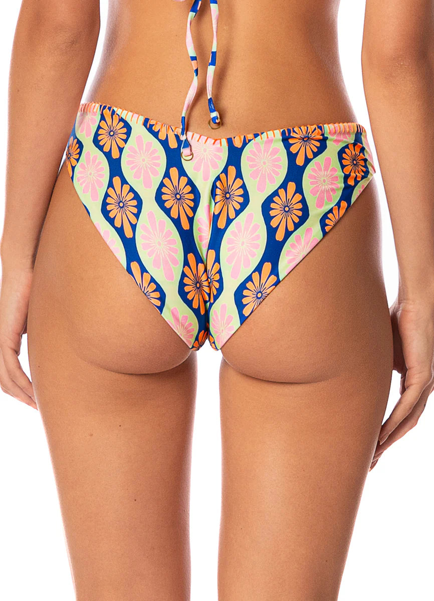 Stamped Blooms Valerya Regular Rise Double V Bikini Bottom