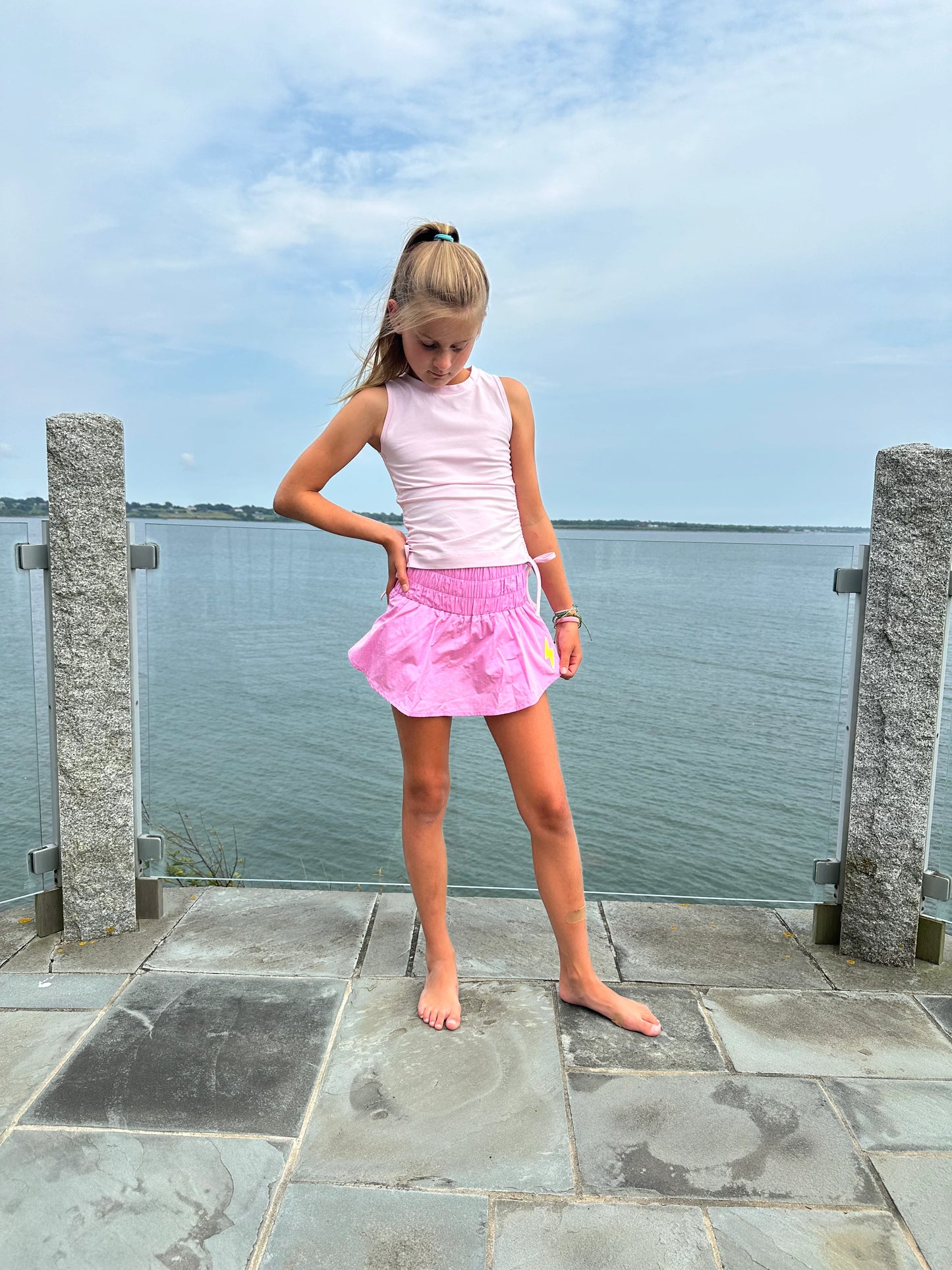 Gathered Mini Skort Double-Layer Mini Skort With Shorts Visible At The Back