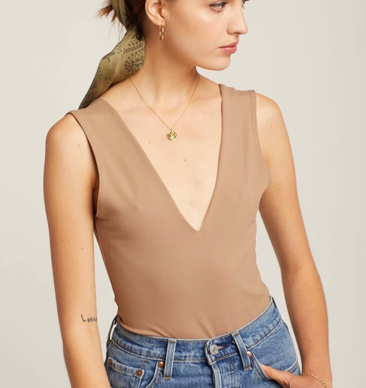 Free People                                                                                                      Keep It Sleek Duo Bodysuit (Tan)
