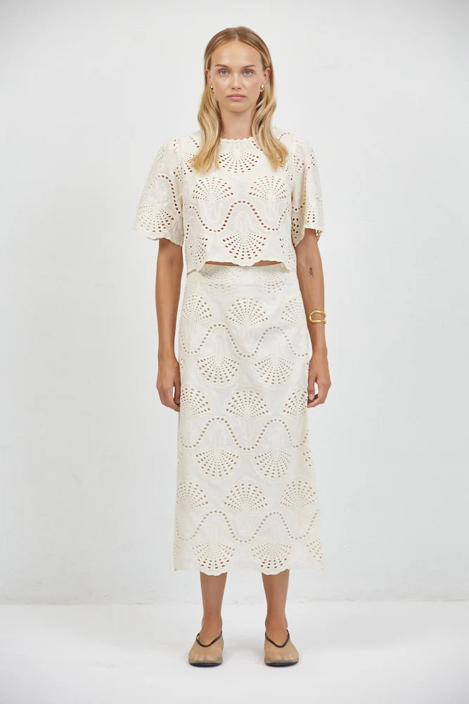a. ren                                                                                                           Cannes Eyelet Skirt