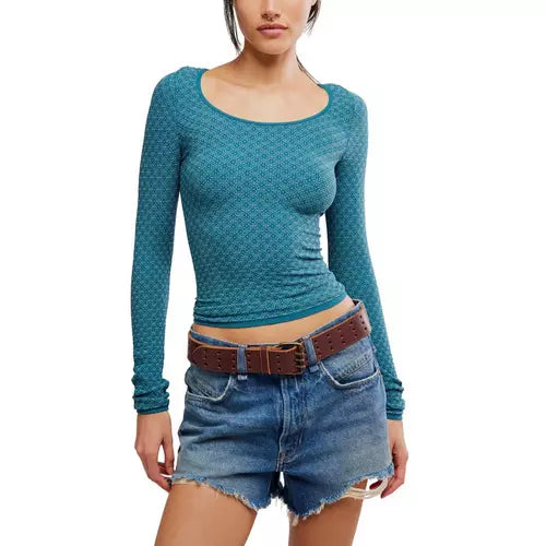 FREE PEOPLE
Women's Free People Love Letter Long Sleeve Scoop Neck Shirt
