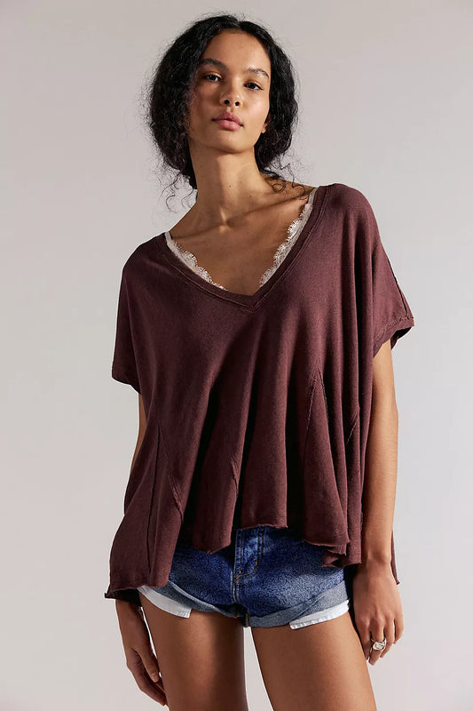 Free People                                                                                                We The Free Swing Along With Me Cotton-Linen Tee