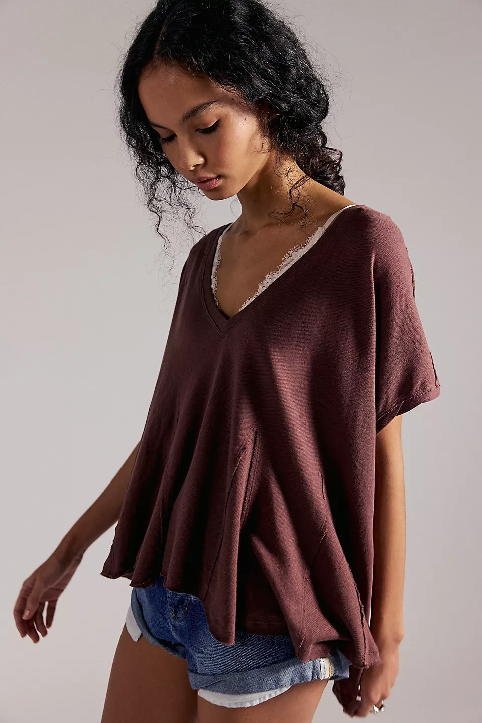 Free People                                                                                                We The Free Swing Along With Me Cotton-Linen Tee