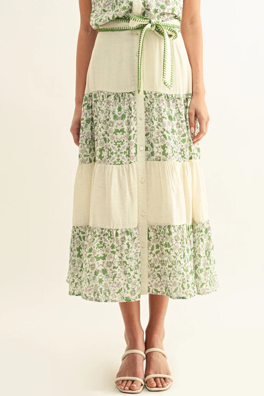 Adelyn Rae                                                                                              BLAIR MIXED MEDIA FLARED MIDI SKIRT