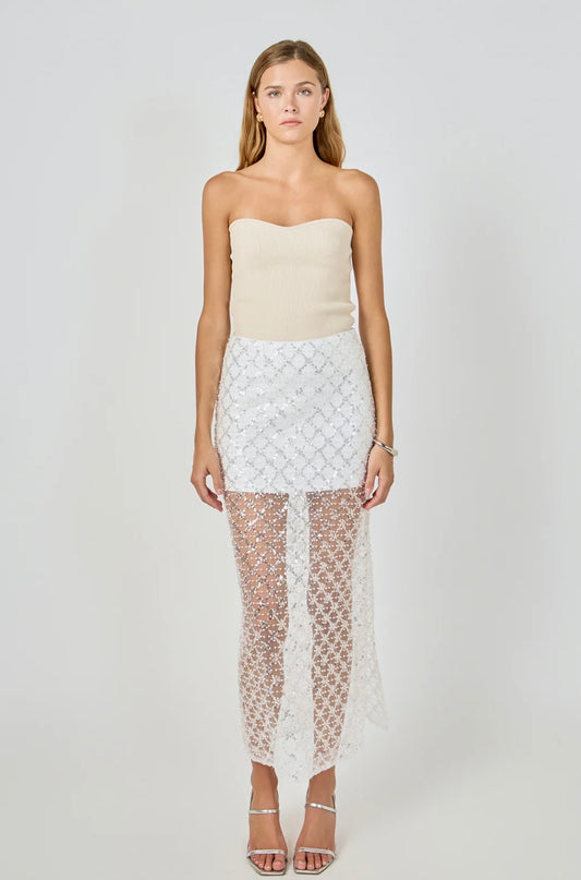 Endless Rose                                                                                   EMBELLISHED MESH MAXI SKIRT