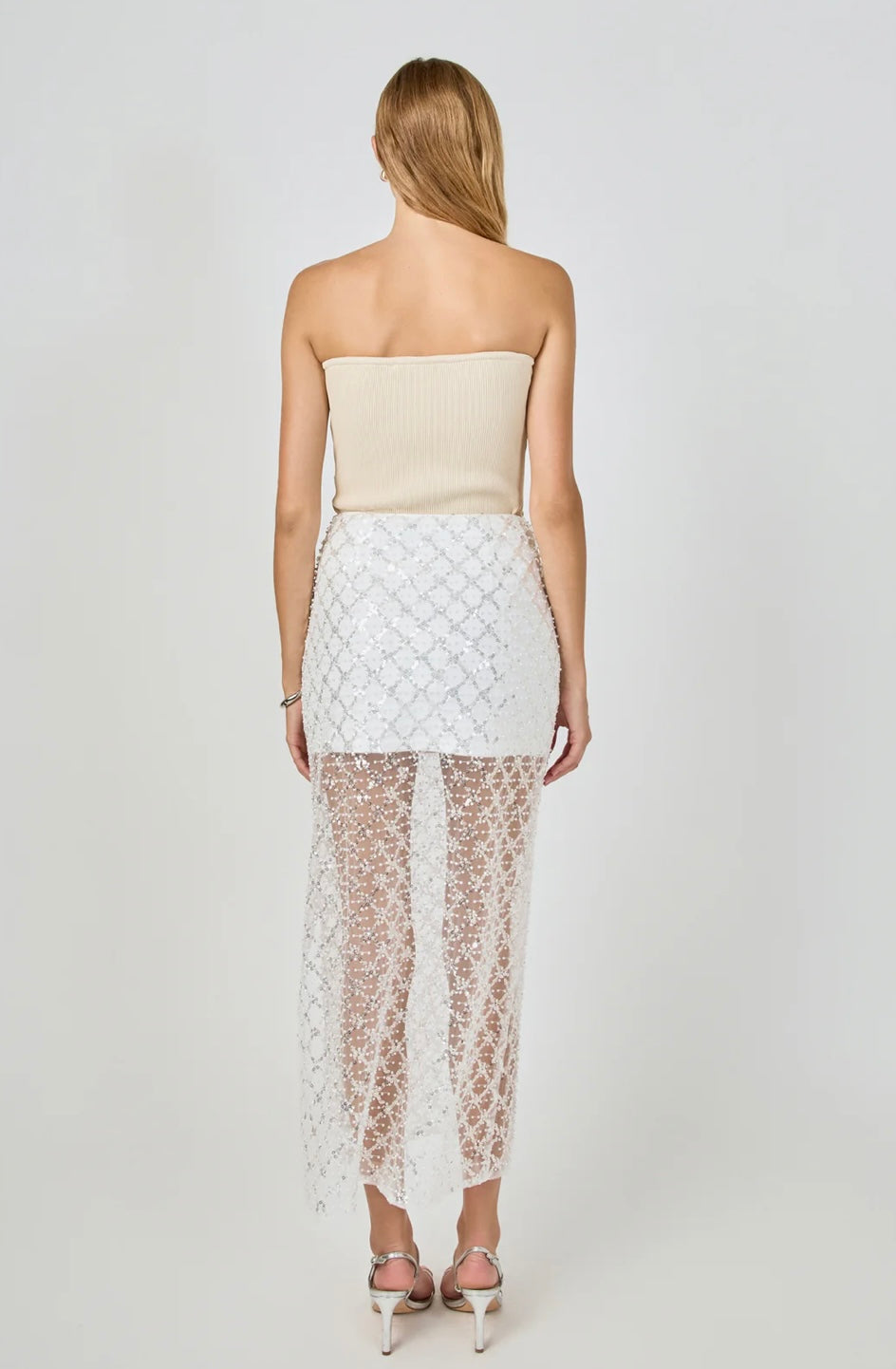 Endless Rose                                                                                   EMBELLISHED MESH MAXI SKIRT