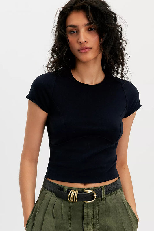 Free People                                                                                        Protagonist Cropped Cap Sleeve Tee