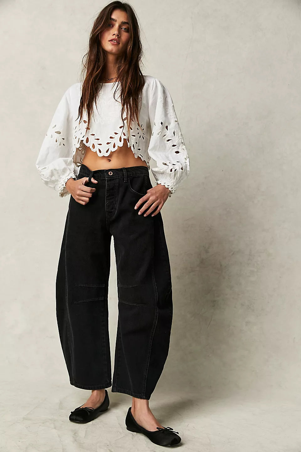 We The Free                                                                                            Good Luck Mid-Rise Barrel Jeans