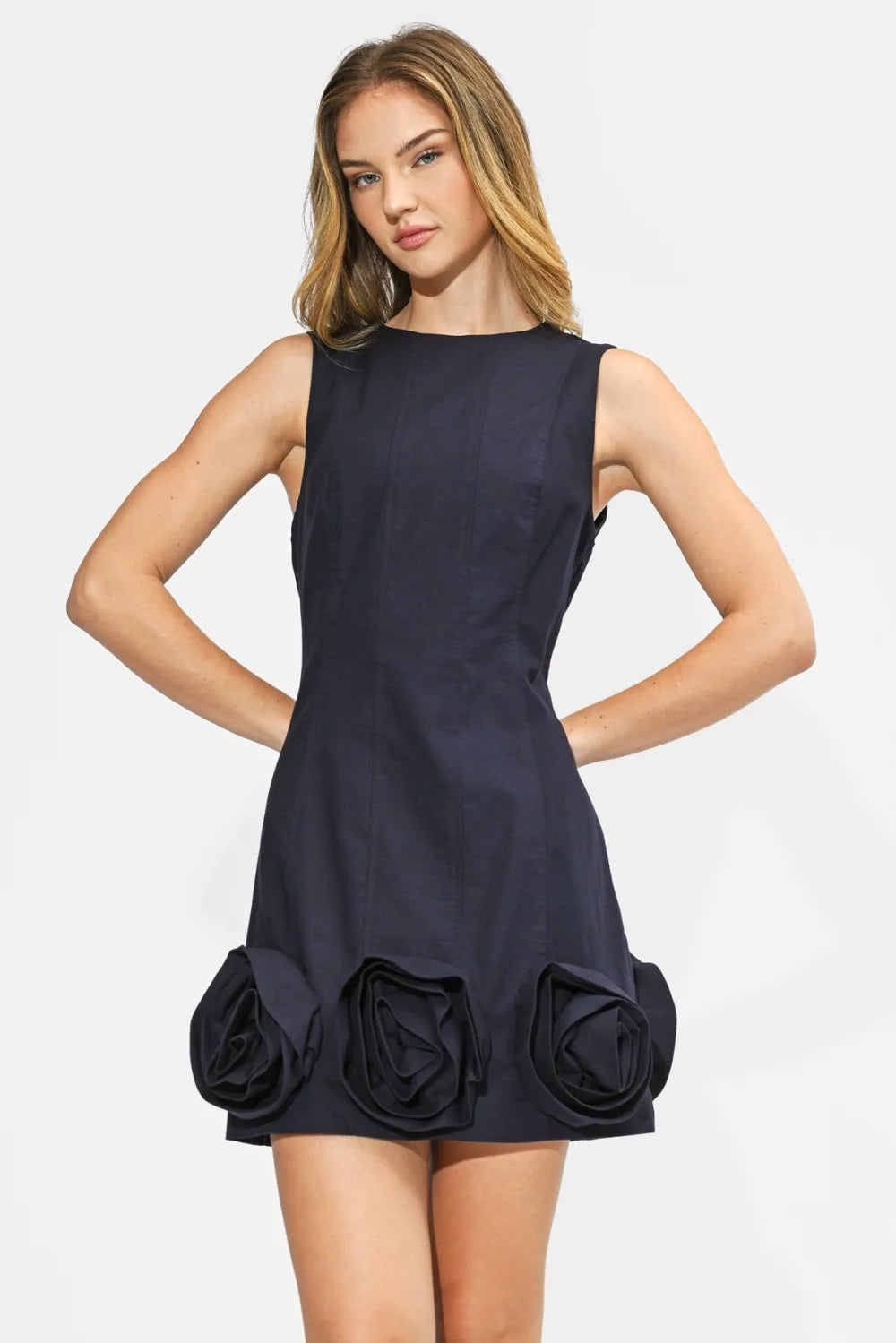 Adelyn Rae                                                                                               RENIA 3D FLORAL HEM MINI DRESS