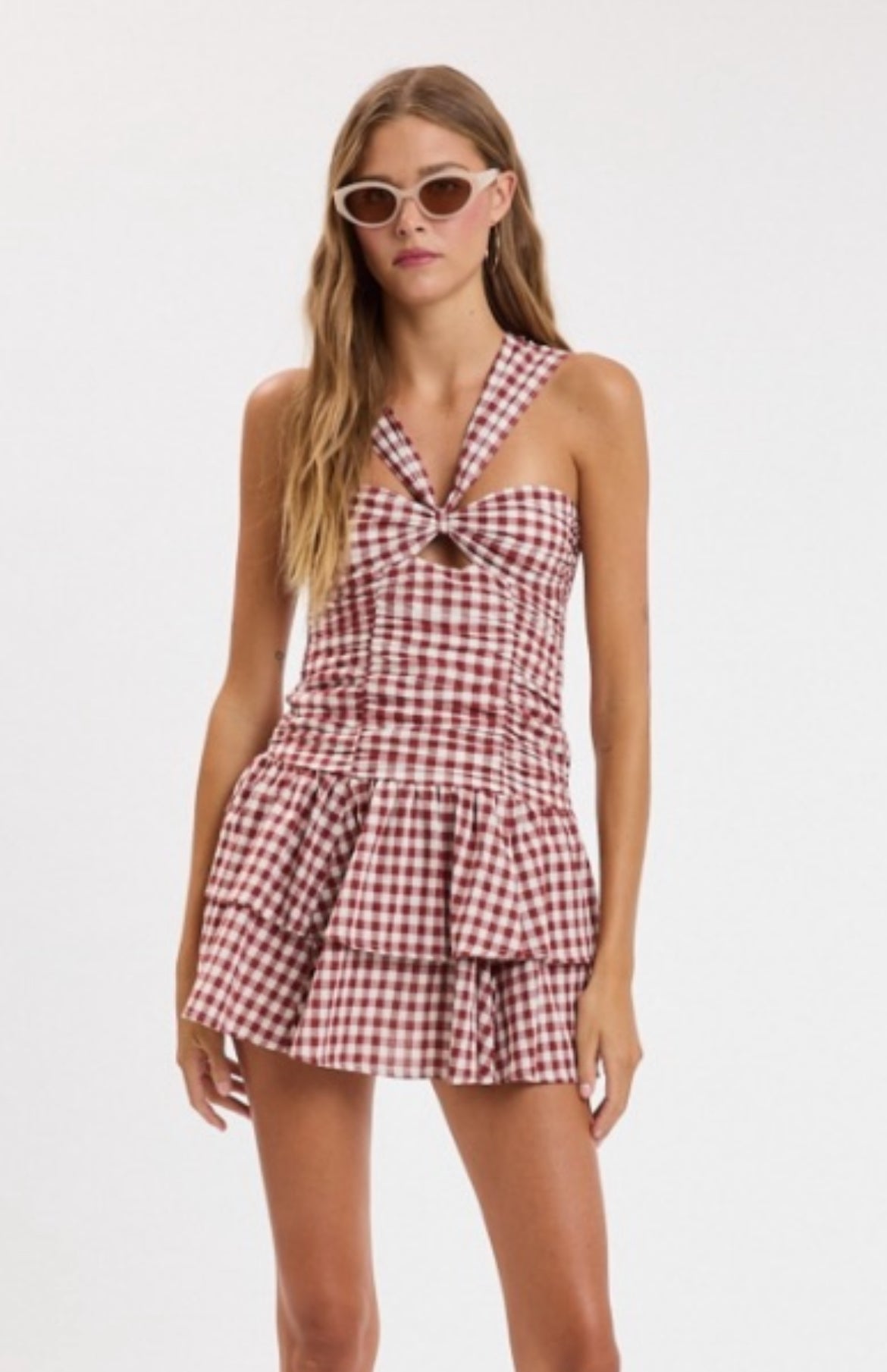 Gingham Keyhole Mini Dress