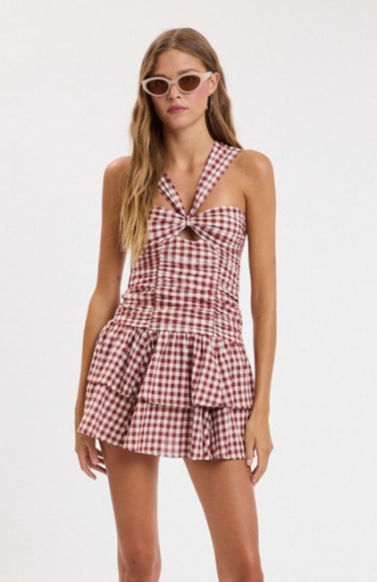 Gingham Keyhole Mini Dress